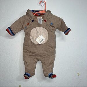 Gymboree Baby Bear Romper 0-3 Months Hooded Bodysuit Brown Cotton Outfit New NWT